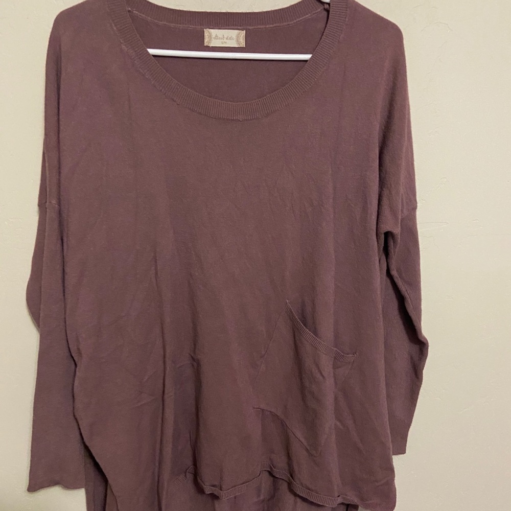 High Low Deep Pink Sweater w/ Pocket